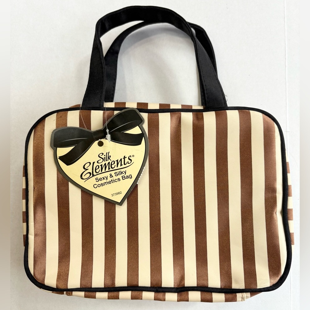 Silk Elements Sexy & Silky Bronzy Brown & Cream Striped Cosmetic Bag